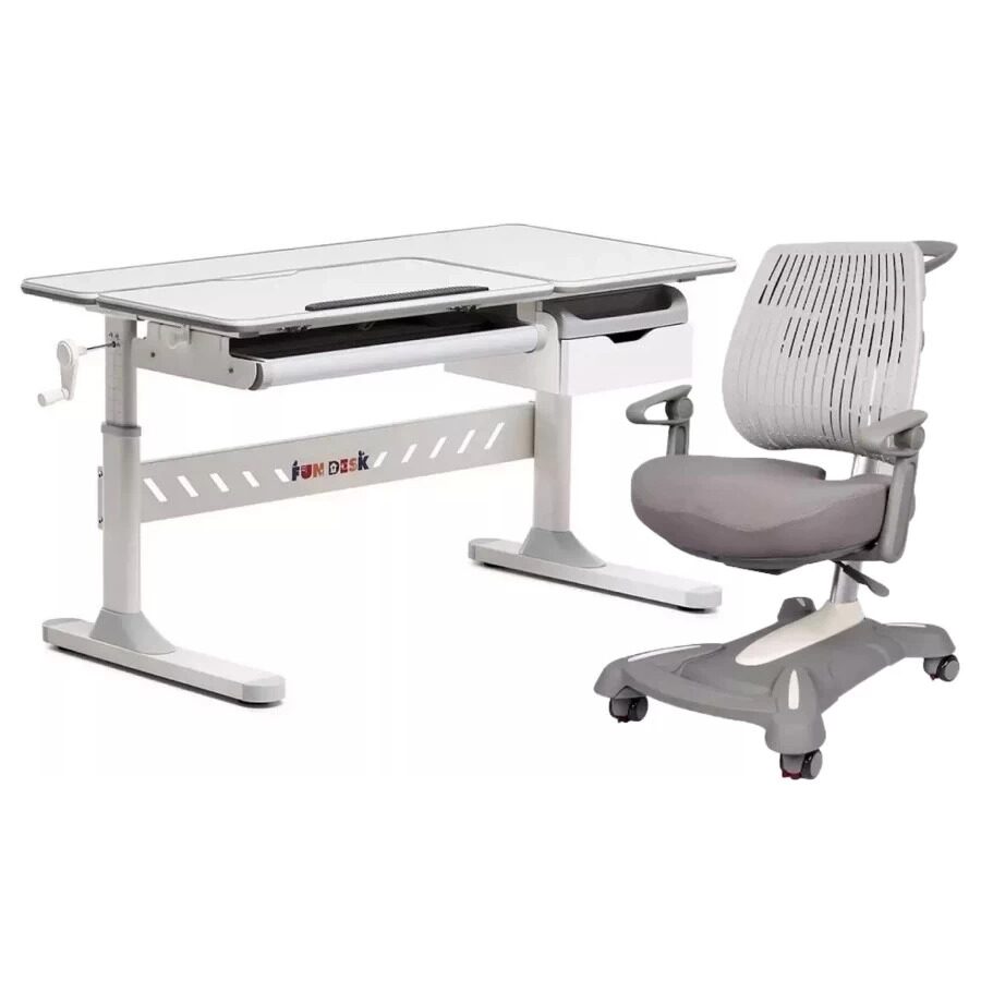 

Комплект FunDesk парта Fiore Grey, кресло Contento Grey 190045222862, Серый
