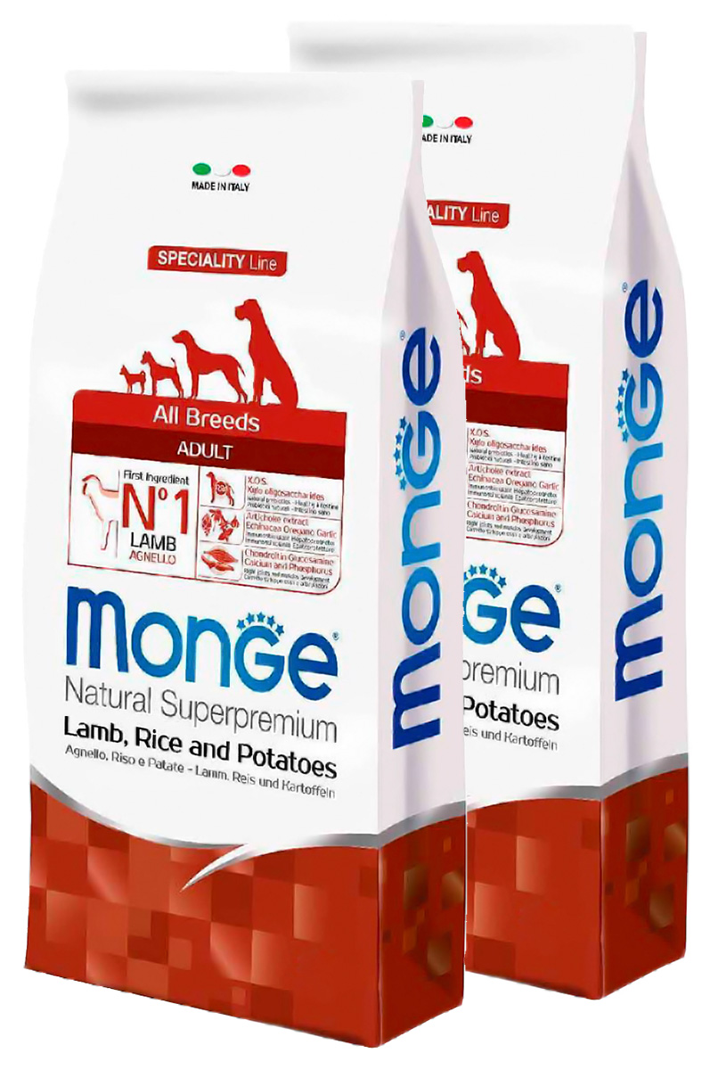 

Сухой корм для собак Monge Speciality с ягненком, рисом и картофелем, 2 шт по 2,5 кг