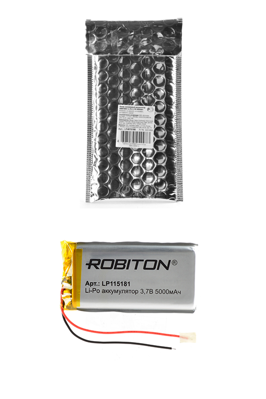 фото Литий-полимерный аккумулятор 3.7v, 2300 mah с размерами 90 x 55 x 3,8 мм. robiton