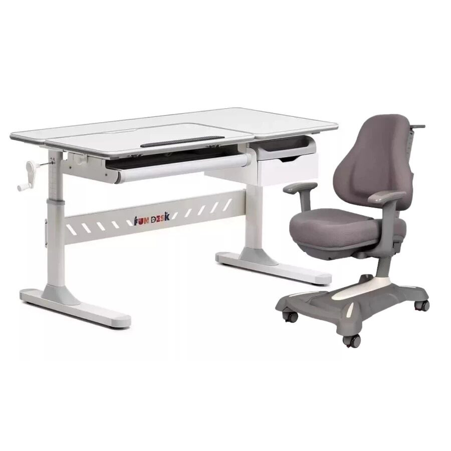 

Комплект FunDesk парта Fiore Grey, кресло Bravo New Grey 190045222864, Серый