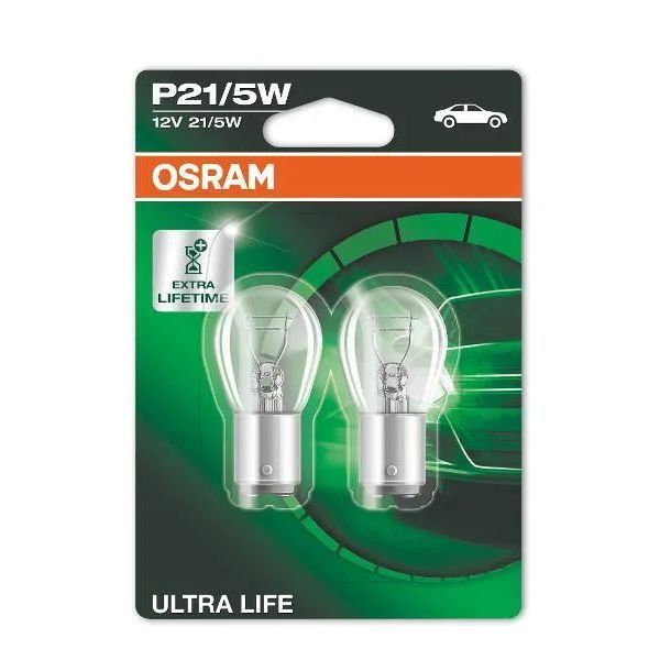 фото Лампа p21/5w 12v 21/5w ultra life bay15d, блистер 2 шт. osram арт. 7528ult02b