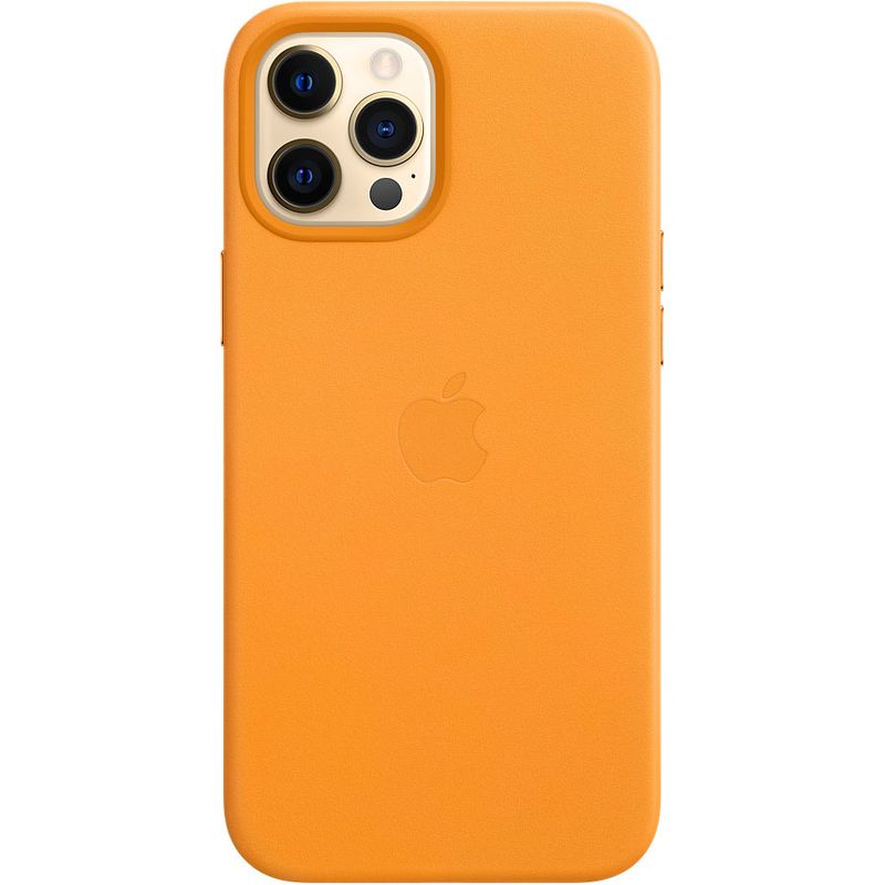 

Клип-кейс Apple Leather Case with MagSafe для iPhone 12 Pro Max «Золотой апельсин»