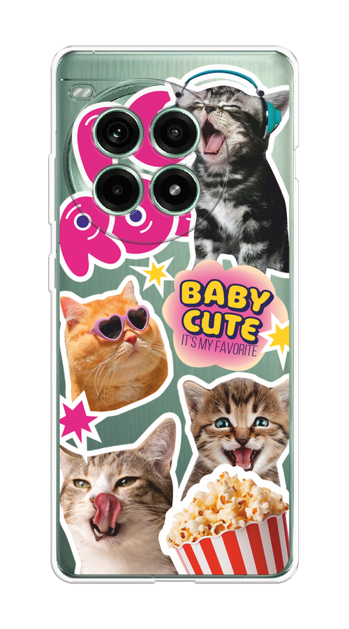

Чехол на OnePlus Ace 3 Pro "Popcorn cats", Серый;коричневый;розовый, 155150-1