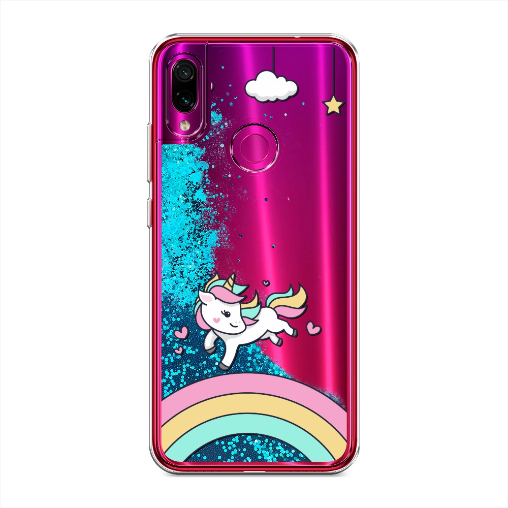 

Жидкий чехол с блестками "Единорог на радуге" на Xiaomi Redmi Note 7