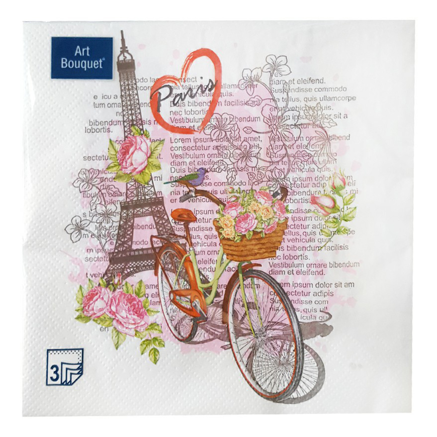 Салфетки бумажные Art Bouquet Париж-Париж 3 слоя 33 х 33 см 20 шт