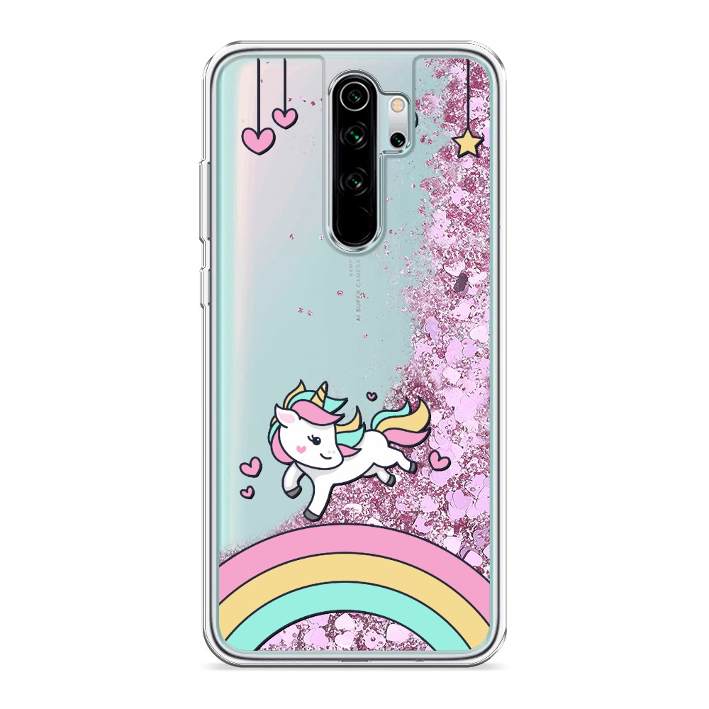 

Жидкий чехол с блестками "Единорог на радуге" на Xiaomi Redmi Note 8 Pro
