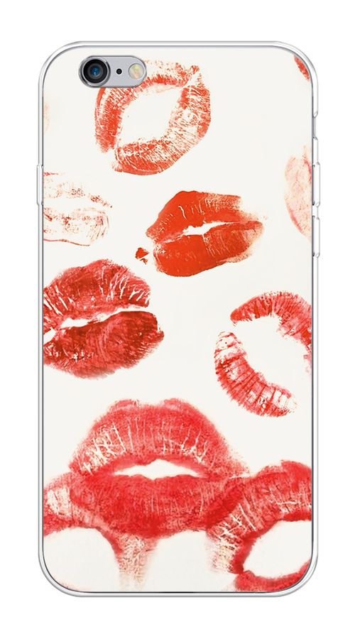 

Чехол на Apple iPhone 6/6S "Следы помады", Красный;бордовый;белый, 10450-1
