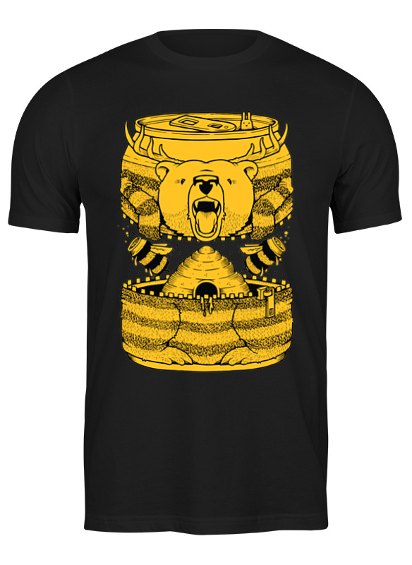 

Футболка мужская Printio Bear beer /медведь и мед черная L, Черный, Bear beer /медведь и мед