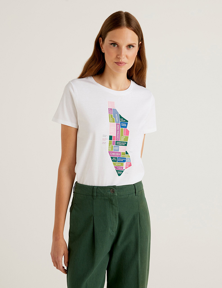 

Футболка женская United Colors of Benetton 21A_3I1XE1AH0 белая XL, 21A_3I1XE1AH0