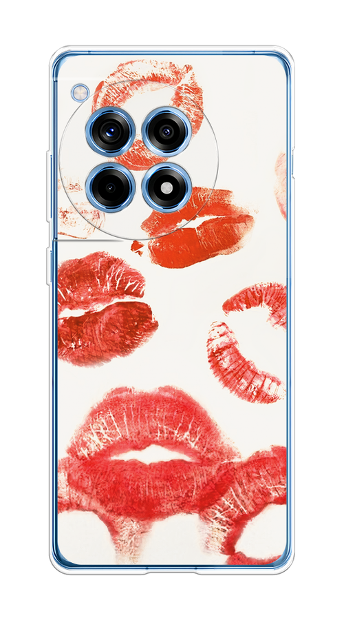 

Чехол на OnePlus 12R "Следы помады", Красный;бордовый;белый, 154650-1