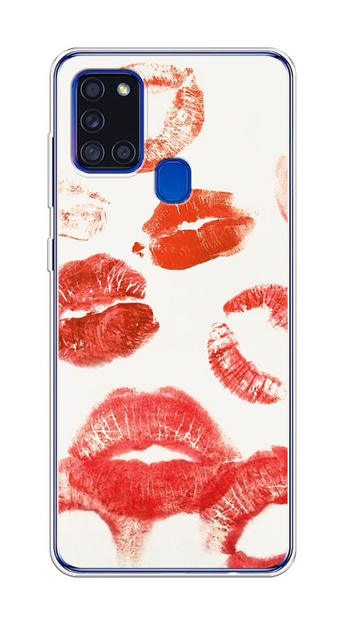 

Чехол на Samsung Galaxy A21s "Следы помады", Красный;бордовый;белый, 2100250-1