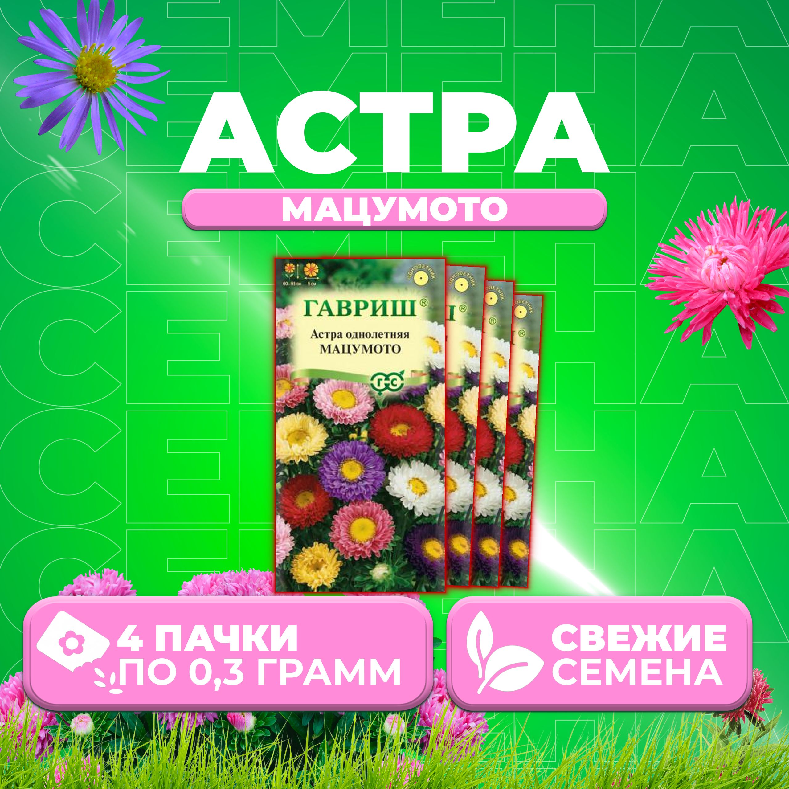 

Семена Астра Мацумото, смесь, 0,3г, Гавриш, Цветочная коллекция 4 уп