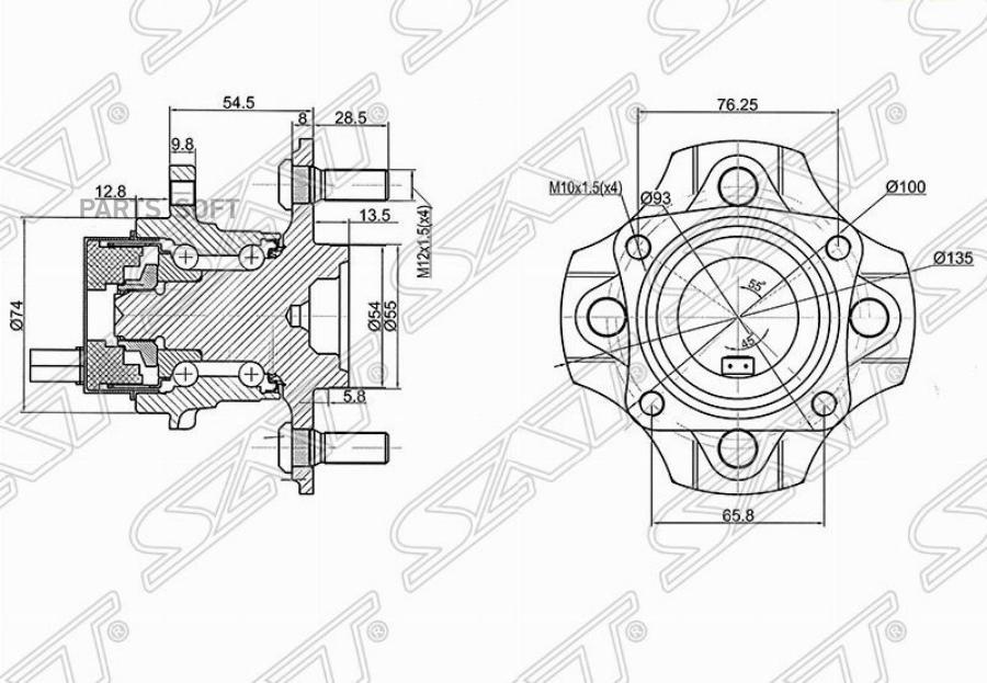 

SAT Ступичный узел задн. TOYOTA COROLLA/FIELDER/RUNX/ALLEX 2WD 00-