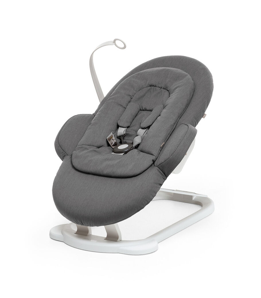 фото Шезлонг stokke (стокке) steps bouncer white deep grey 350111