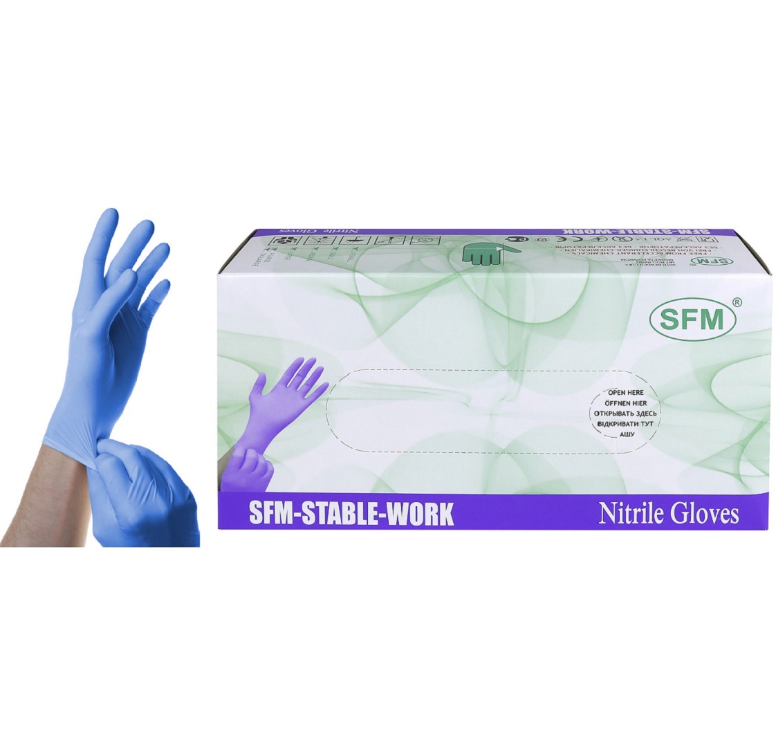 

Перчатки SFM Hospital Products GmbH, нитриловые, р-р L, 50 пар, Голубой