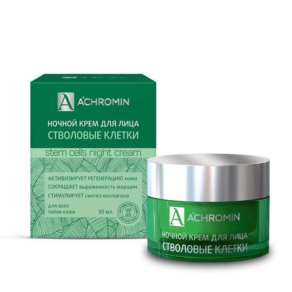 Ночной крем для лица Achromin со стволовыми клетками яблока, 50мл librederm крем ночной биоармирующий антивозрастной для лица шеи и области декольте mezolux 50 мл