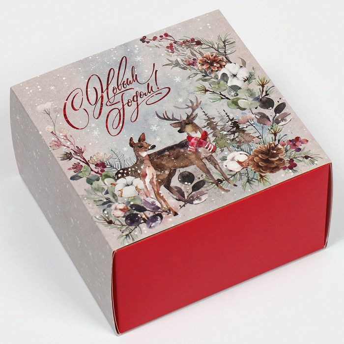 

Коробка сборная «Новогодняя акварель», 14 х 14 х 8 см, Разноцветный