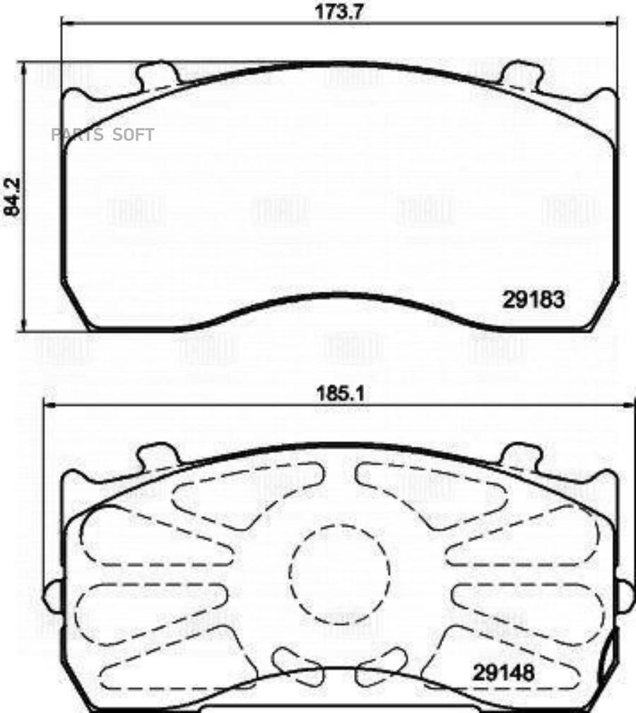 

Колодки торм. для а/м ГАЗ 33104, MAN, Mercedes (WVA № 29115) диск. с р/к (PFT 2911 TRIALLI, PFT29115