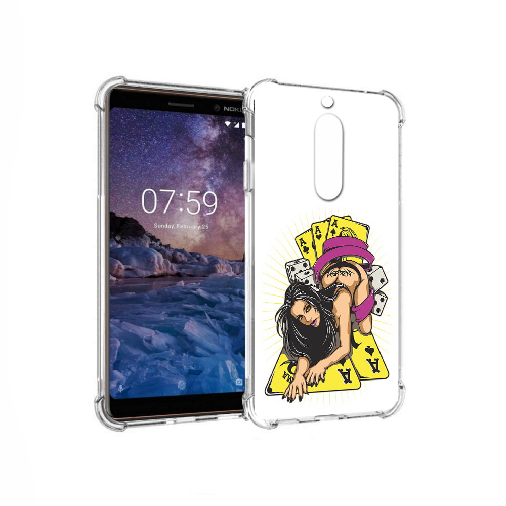 Чехол MyPads Tocco для Nokia 7 нарисованная девушка с игровыми картами (PT95887.123.501)