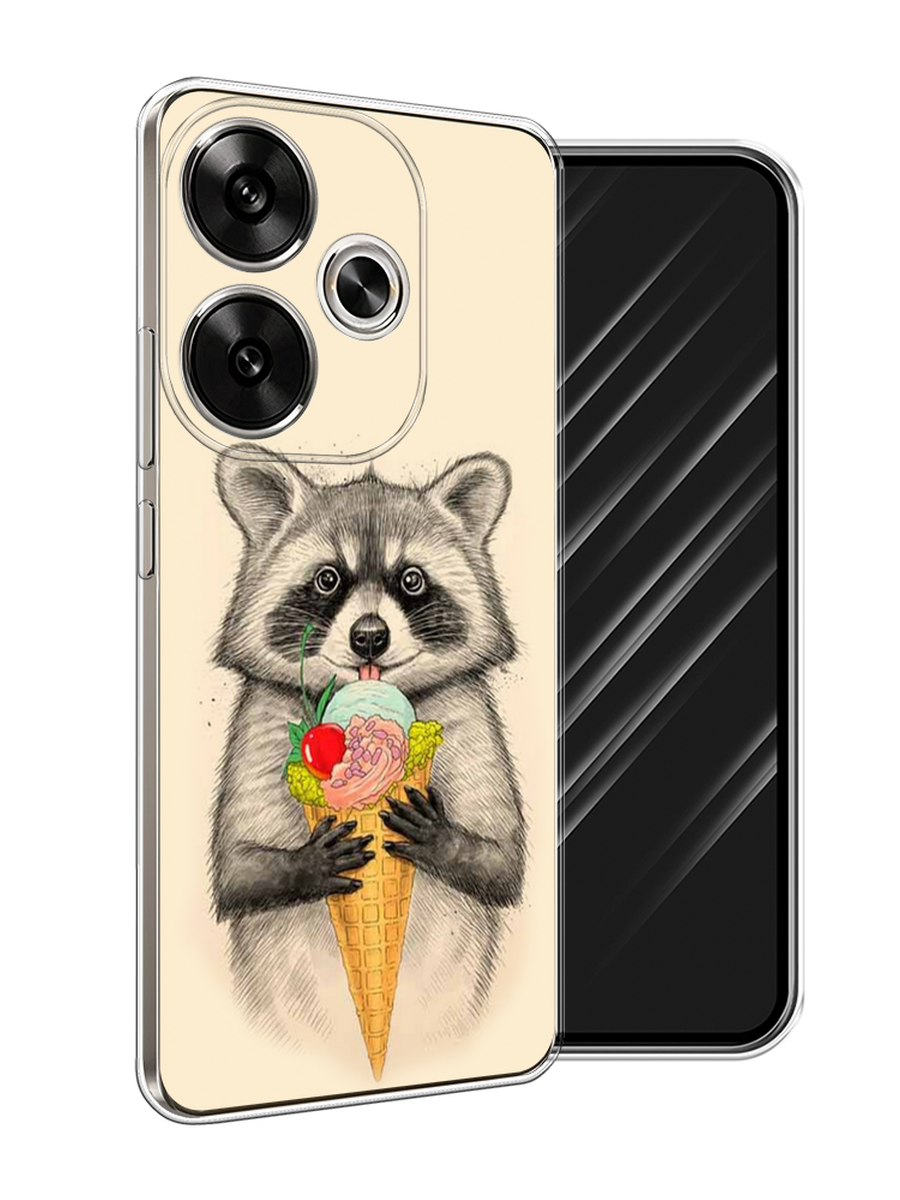 

Чехол Awog на Xiaomi Redmi Turbo 3 "Енот с мороженым", Бежевый;серый, 322150-1