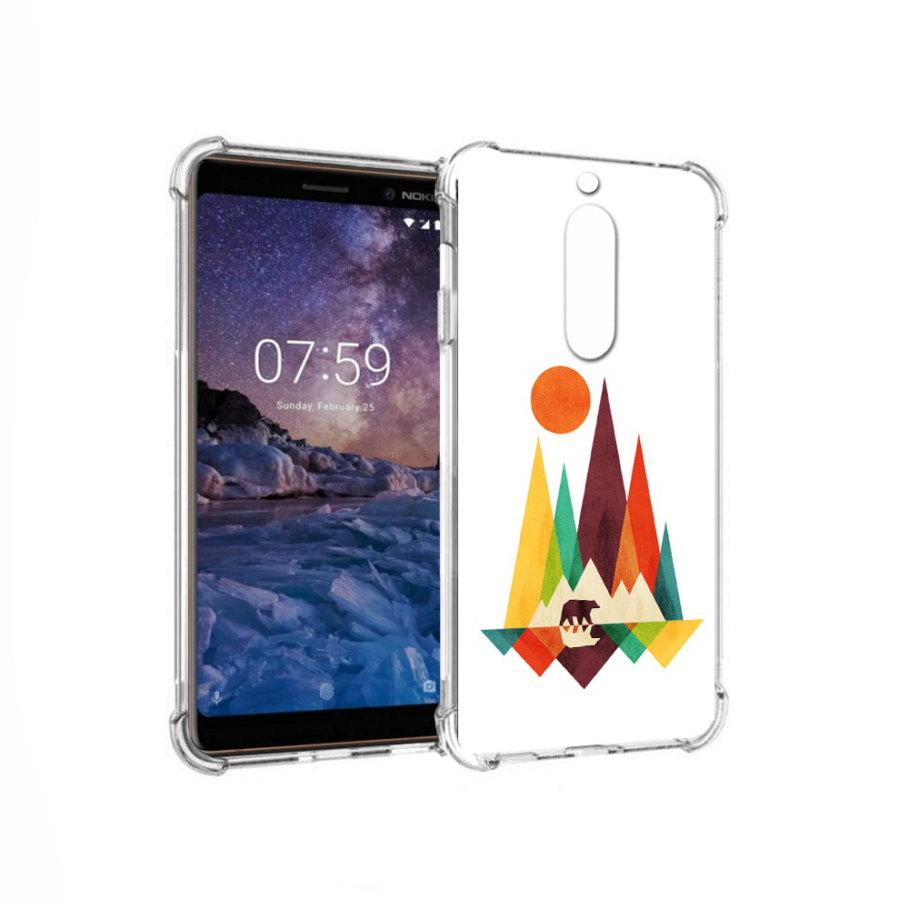 Чехол MyPads Tocco для Nokia 7 нарисованные горы с медведем (PT95887.123.506)