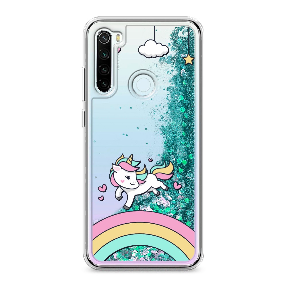 

Жидкий чехол с блестками "Единорог на радуге" на Xiaomi Redmi Note 8T