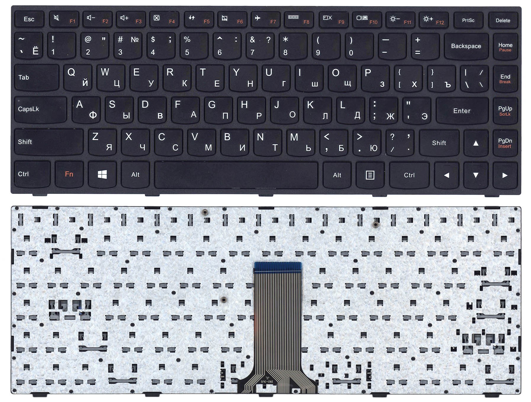 

Клавиатура для ноутбука Lenovo Flex 2-14 G40-30 G40-70 черная с черной рамкой без подсветк