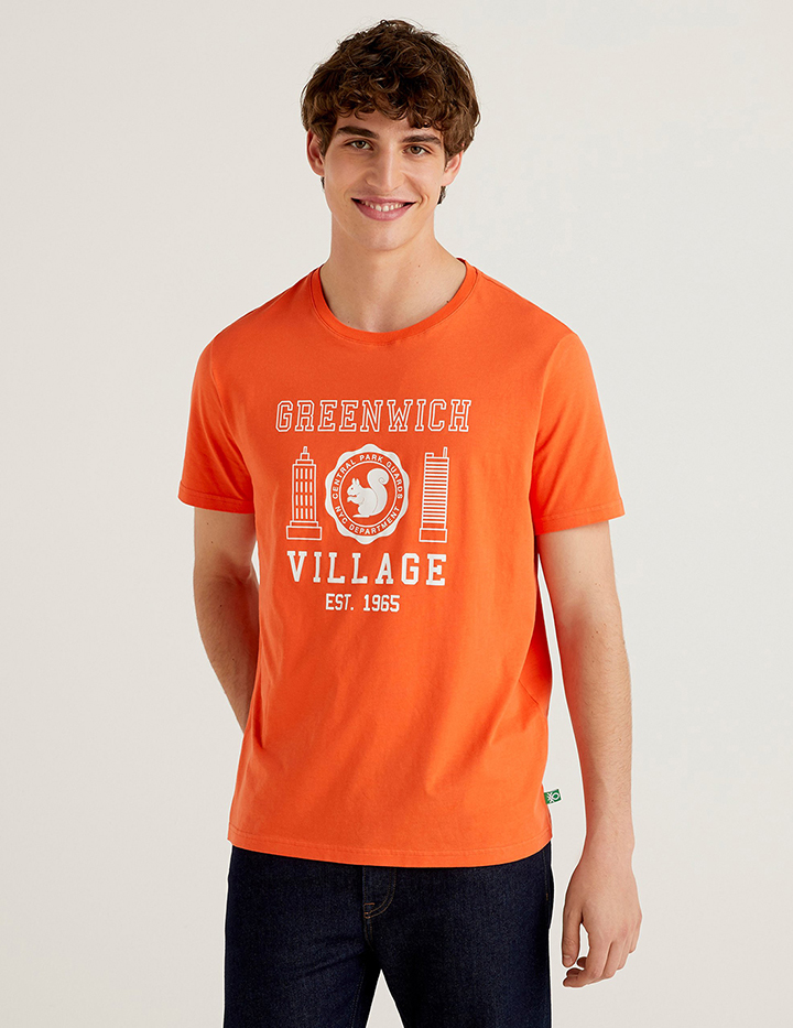 

Футболка мужская United Colors of Benetton 21A_3I1XJ1AI7 оранжевая XL, 21A_3I1XJ1AI7