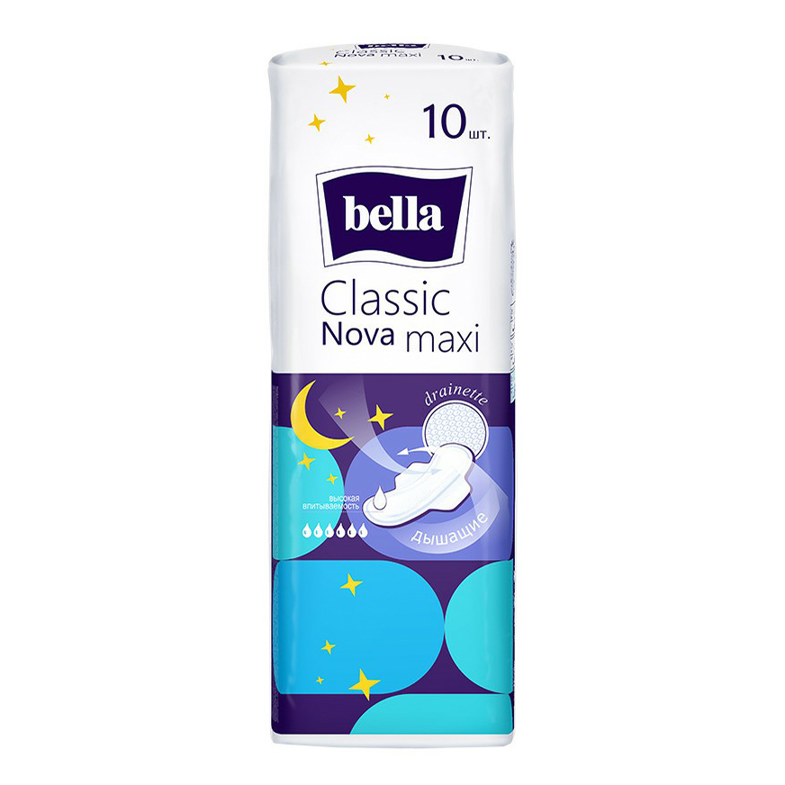 

Прокладки гигиенические Bella Classic Nova Maxi 10 шт, Белый
