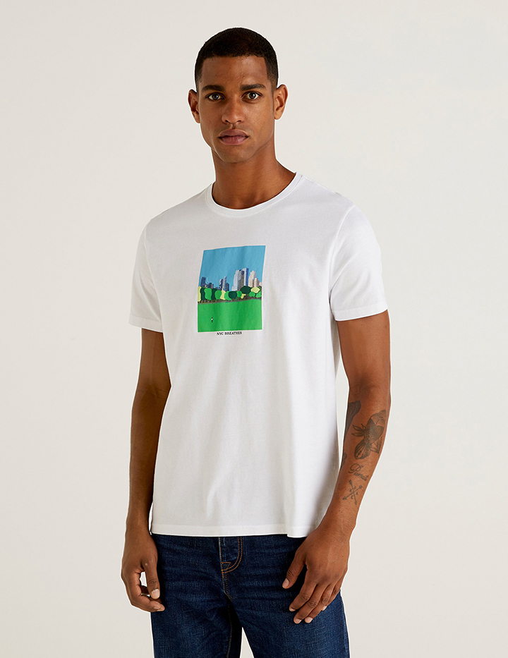 

Футболка мужская United Colors of Benetton 21A_3I1XJ1AI7 белая S, 21A_3I1XJ1AI7