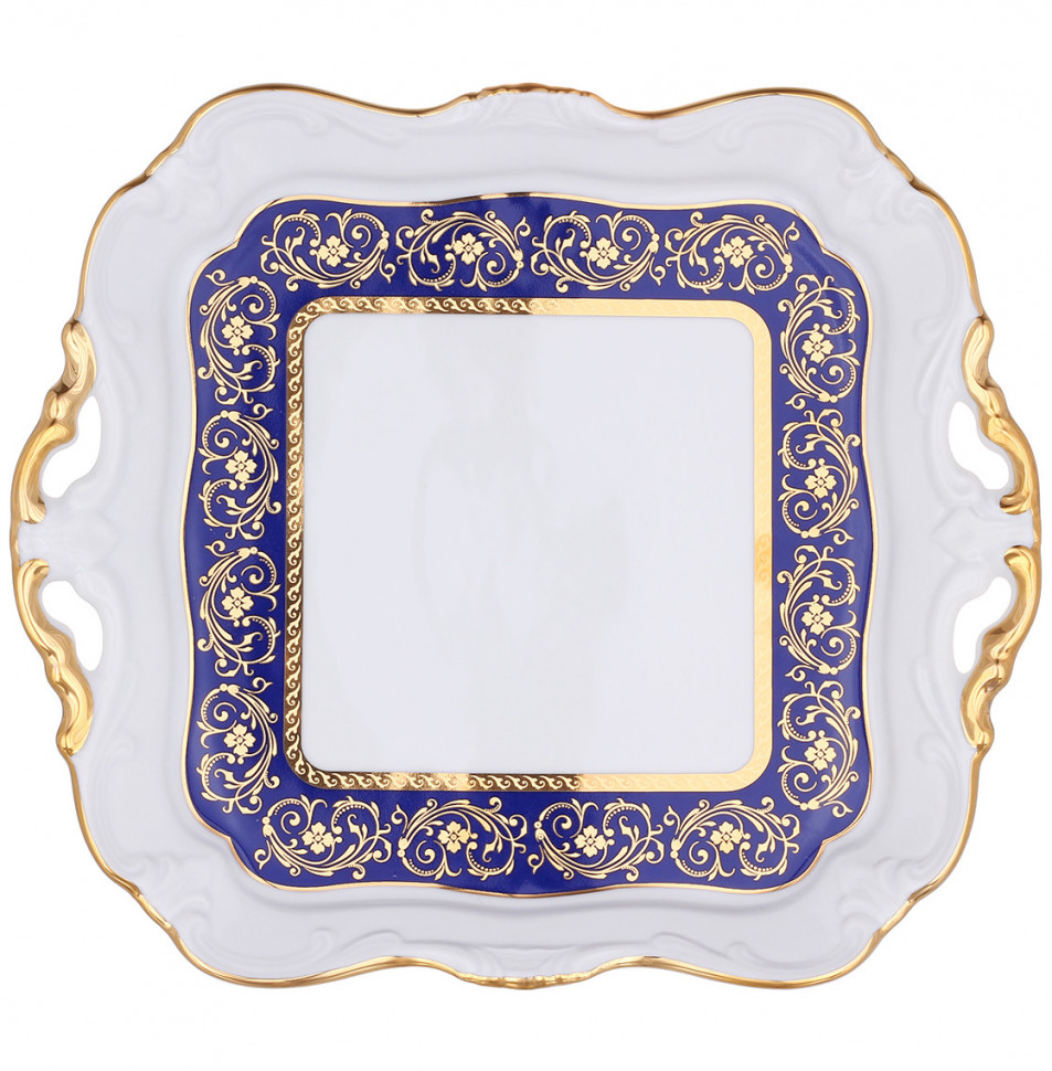 фото Блюдо 21 см квадратное bavarian porcelain мария-тереза цветочная роспись кобальт,301587