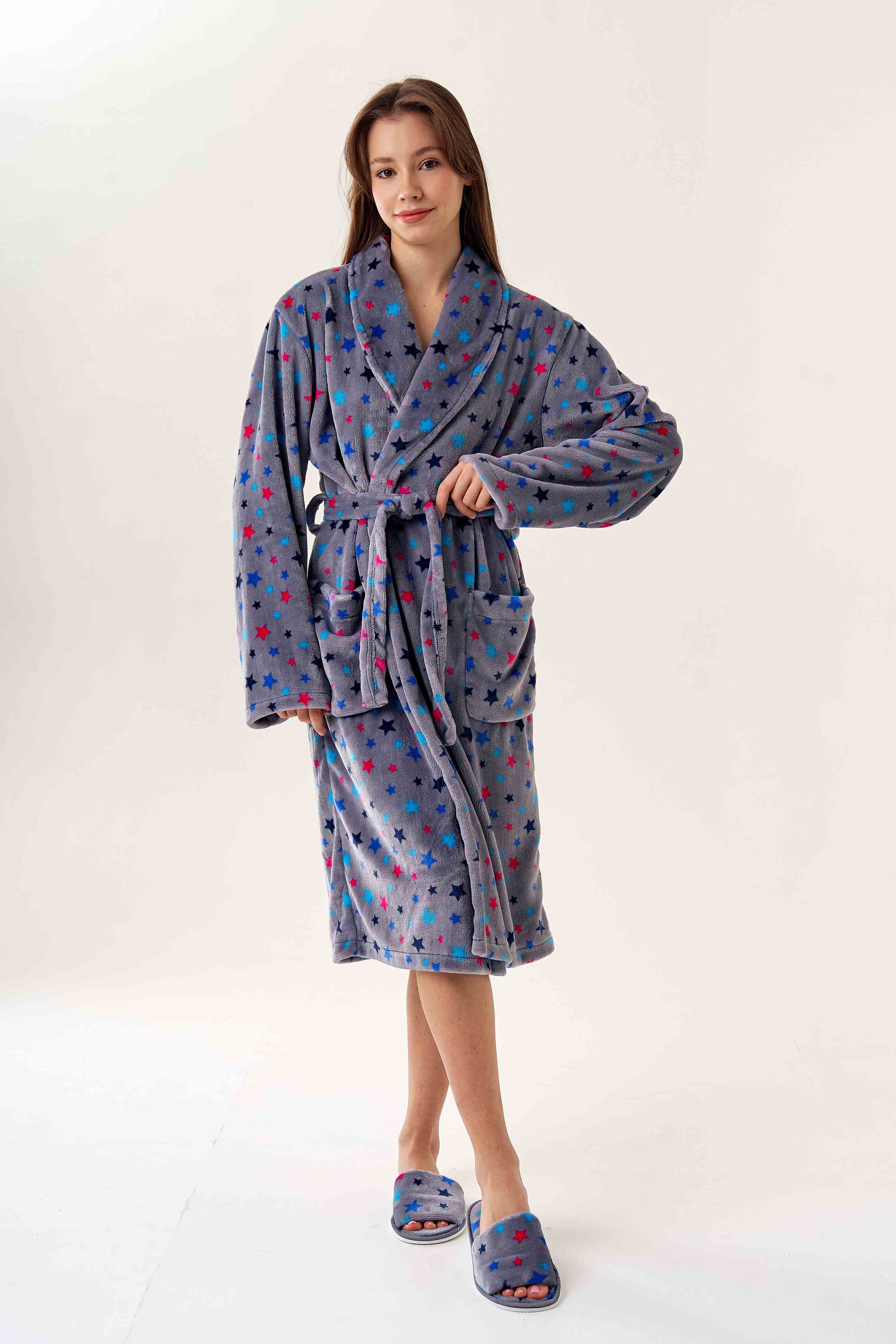 

Халат женский TapModa Звёздочка серый 48 RU, Звёздочка
