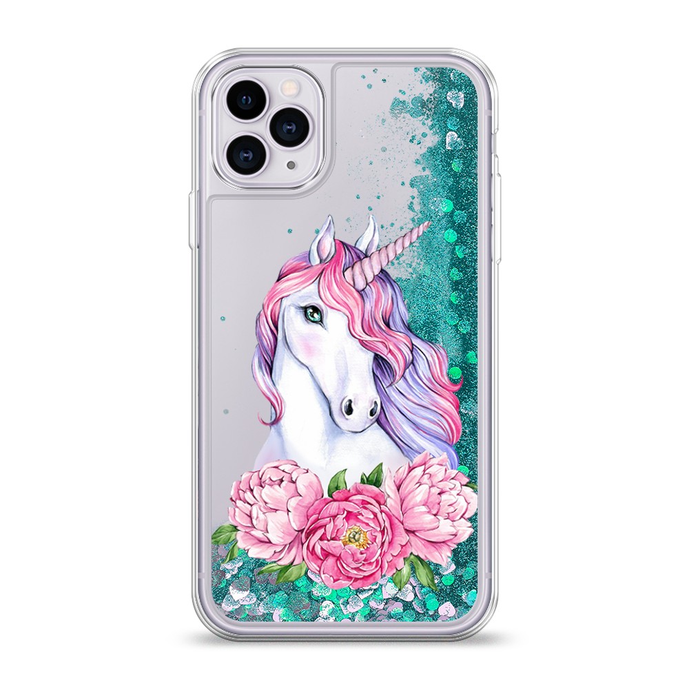 

Жидкий чехол с блестками "Единорог с пионами" на Apple iPhone 11 Pro, 12395-1