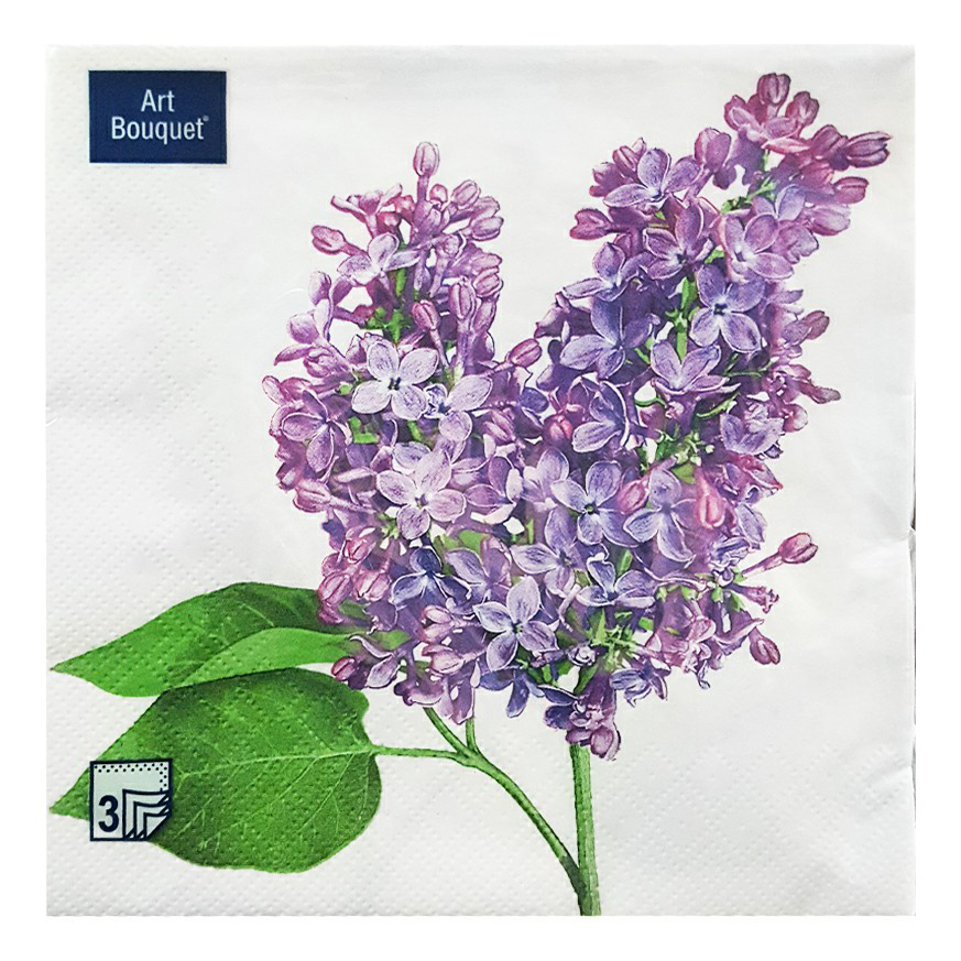 

Салфетки бумажные Bouquet Сирень трехслойные 33 x 33 см 20 шт, Разноцветный, 57066