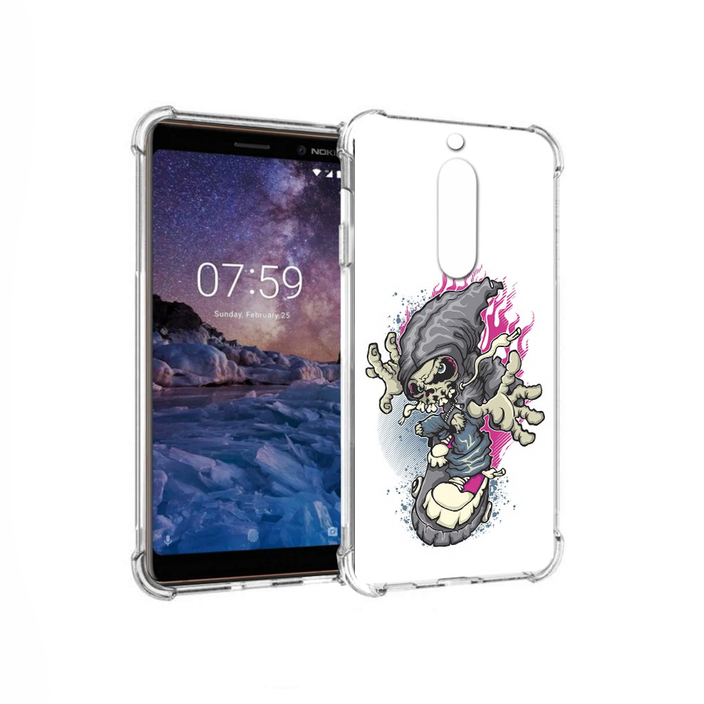 

Чехол MyPads Tocco для Nokia 7 нарисованный скелет на скейт борде (PT95887.123.512), Прозрачный, Tocco