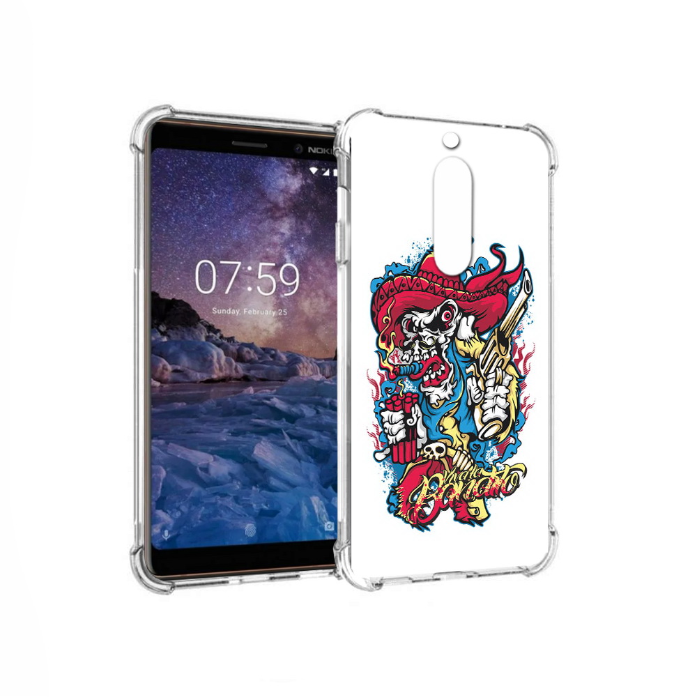

Чехол MyPads Tocco для Nokia 7 нарисованный скелет с писталетом (PT95887.123.513), Прозрачный, Tocco