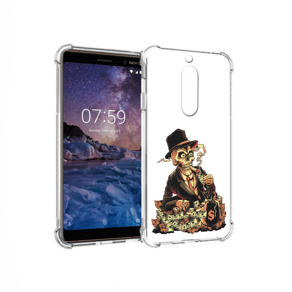 

Чехол MyPads Tocco для Nokia 7 нарисованный череп с сигаретой (PT95887.123.515), Прозрачный, Tocco