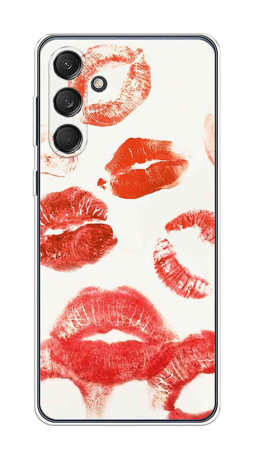 

Чехол на Samsung Galaxy M55 "Следы помады", Красный;бордовый;белый, 2109650-1