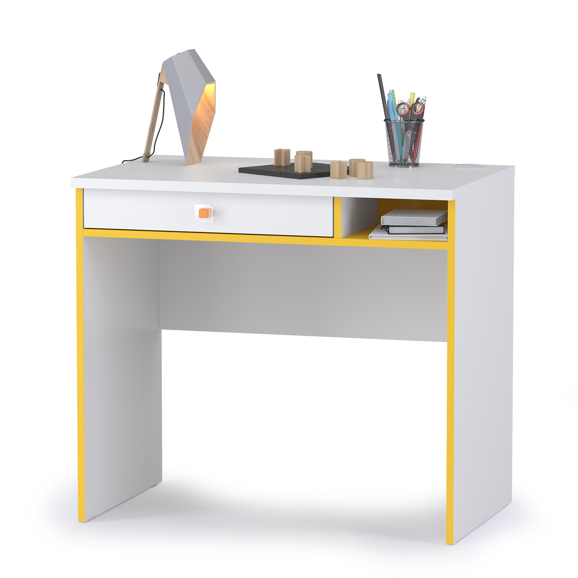 Письменный стол Mobi Альфа 12.41 солнечный свет/белый премиум, 85х55х76 см,  - купить со скидкой