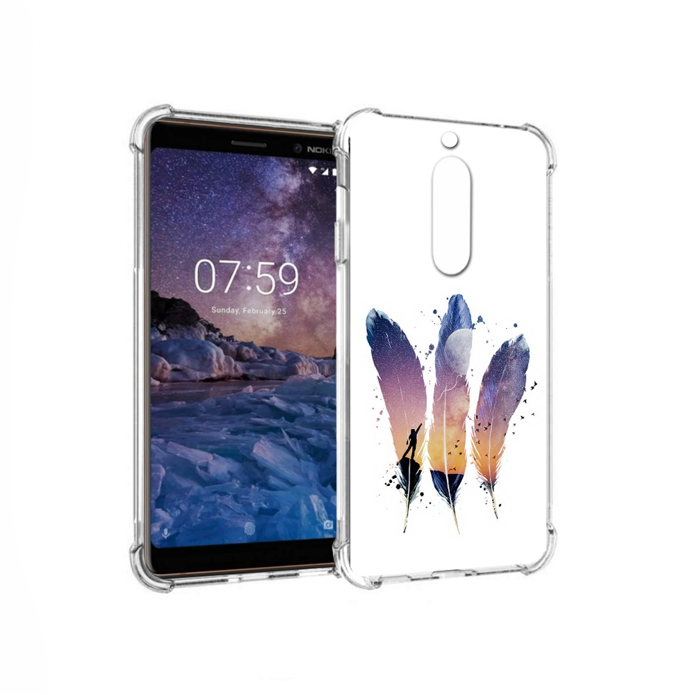 

Чехол MyPads Tocco для Nokia 7 небесные перья (PT95887.123.519), Прозрачный, Tocco