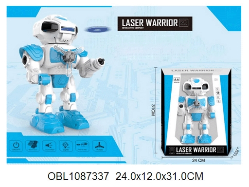 

Робот Laser Warrior со свет/звук эффектами, стреляет дисками, 17x13x27 612A, Белый