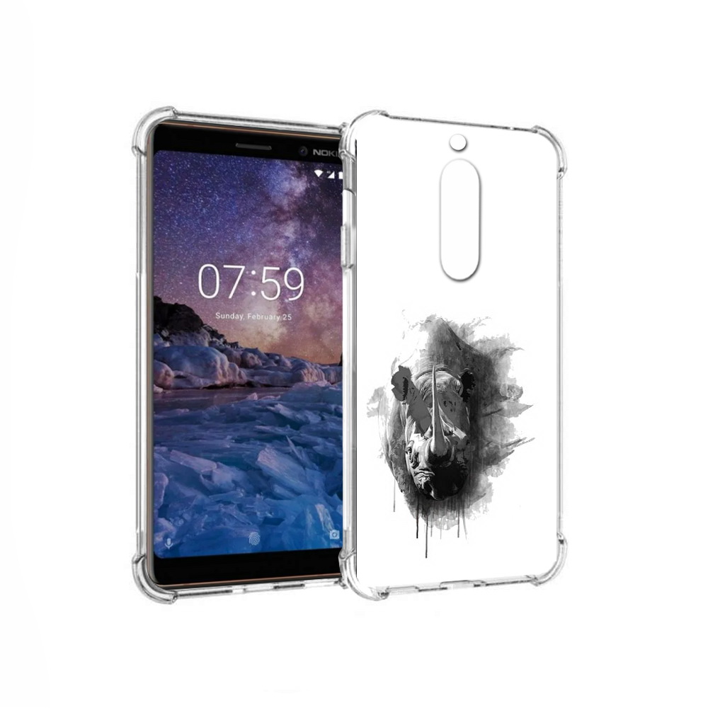 

Чехол MyPads Tocco для Nokia 7 носорог (PT95887.123.523), Прозрачный, Tocco