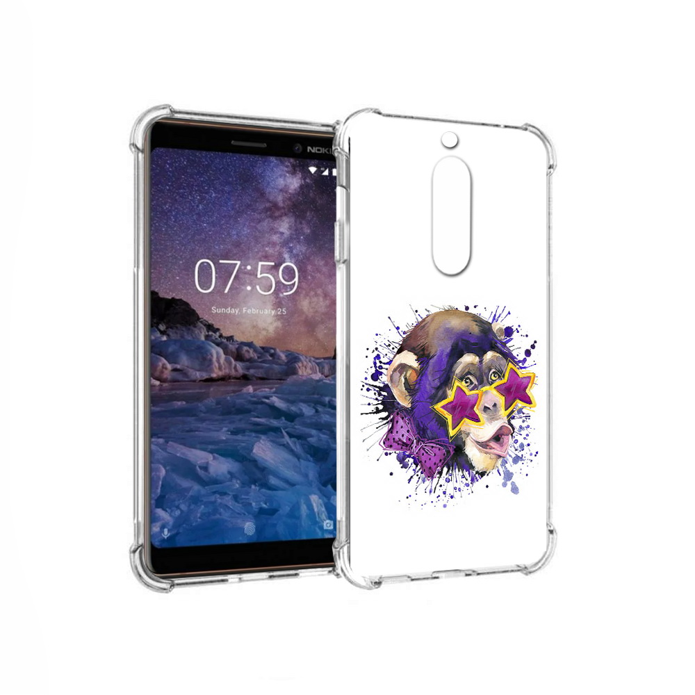 

Чехол MyPads Tocco для Nokia 7 обезьяна в очках (PT95887.123.524), Прозрачный, Tocco