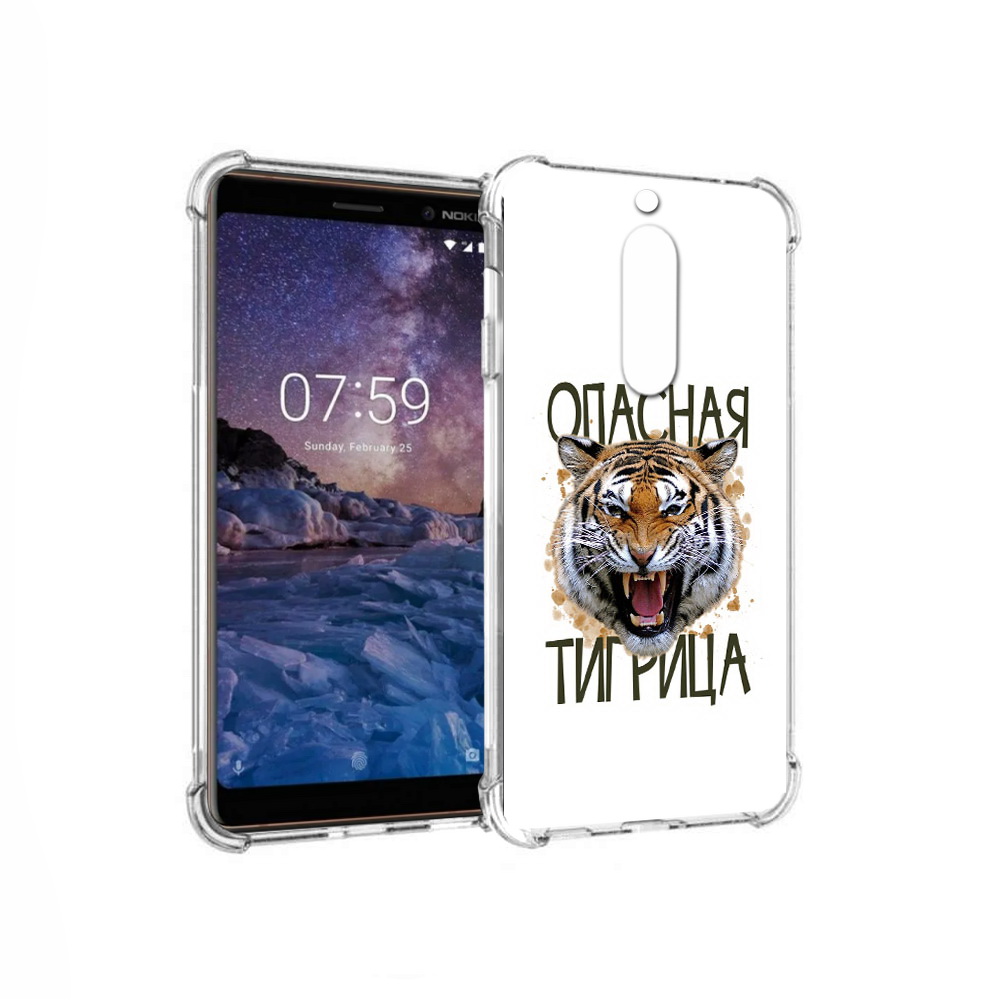 

Чехол MyPads Tocco для Nokia 7 опасная тигрица (PT95887.123.527), Прозрачный, Tocco