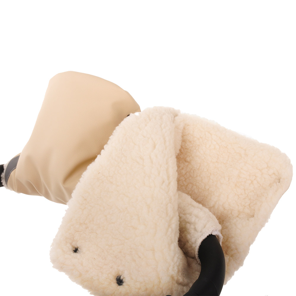 Муфта-варежки для коляски Pituso, шерстяной мех, белый, + экокожа, Бежевый одеяло детское baby nice 105х140 верблюжья шерсть стеганое бежевый