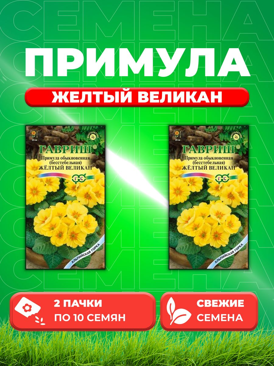 

Семена Примула Желтый Великан 10шт 2уп