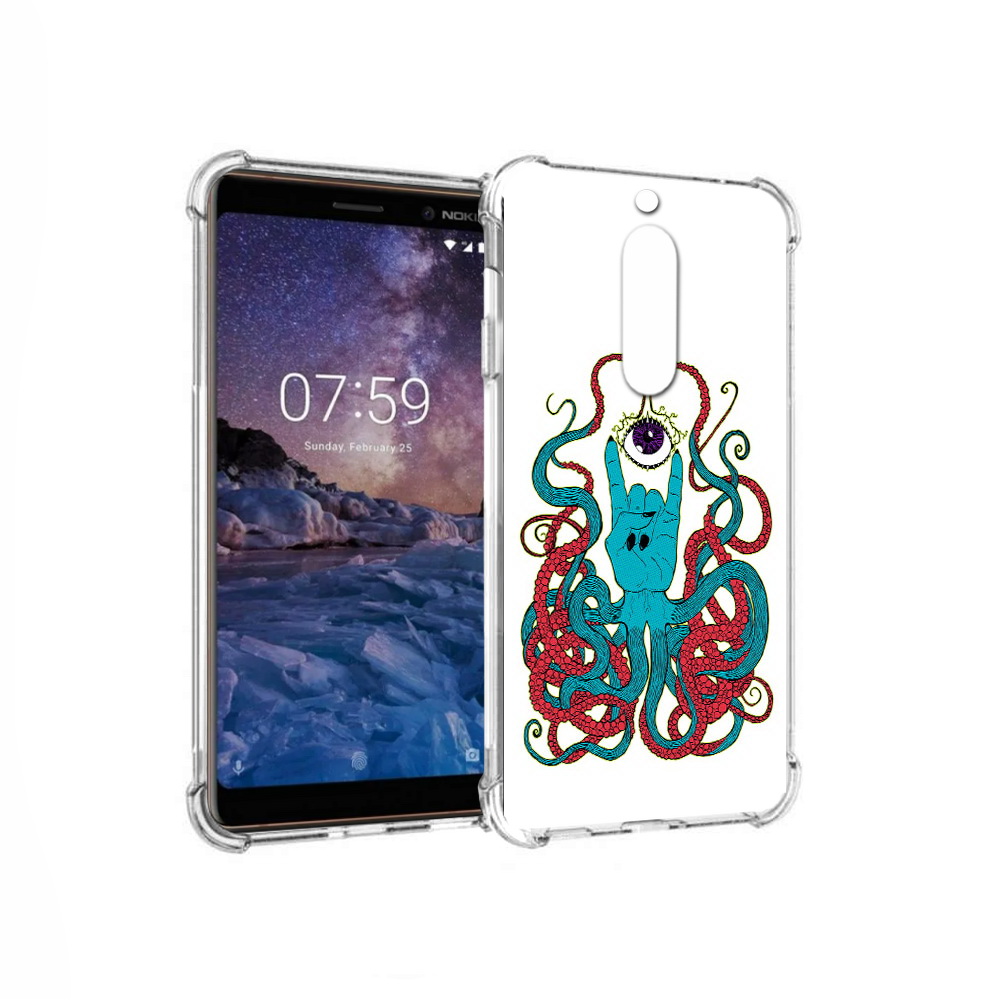 

Чехол MyPads Tocco для Nokia 7 осьминог-рука абстракция (PT95887.123.530), Прозрачный, Tocco