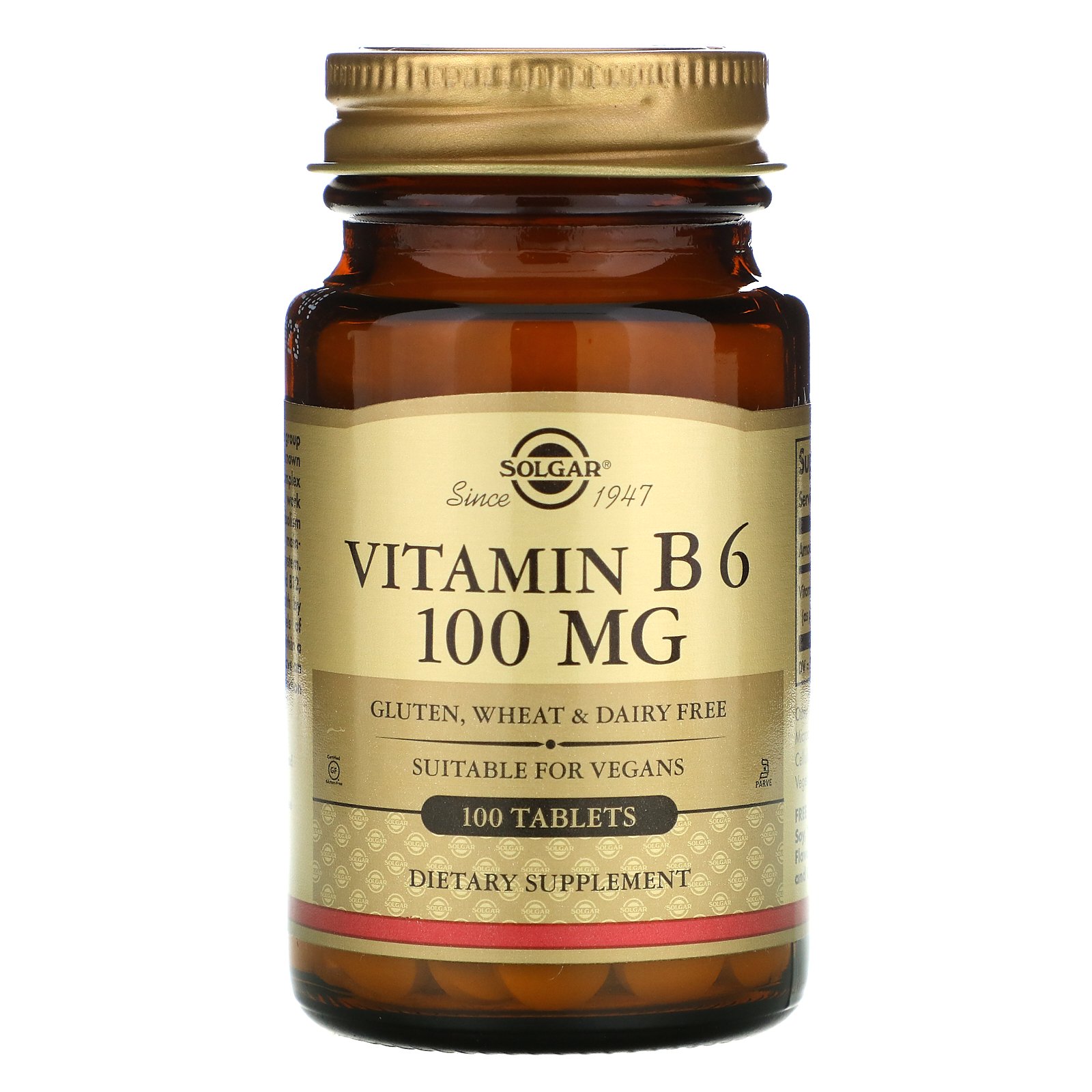 

Витамин Б6 Solgar Vitamin B6 100 мг таблетки 100 шт., Vitamin B6