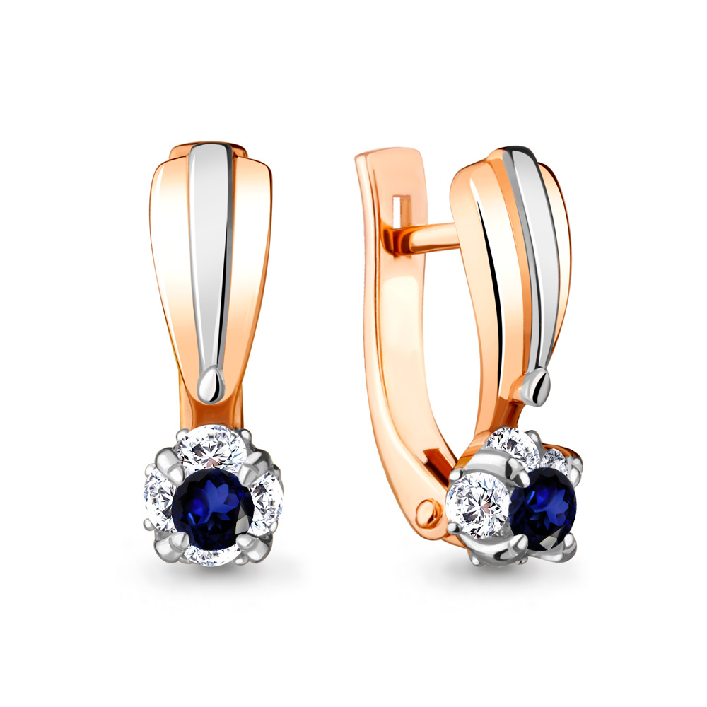 

Серьги из красного золота с сапфиром\бриллиантом Aquamarine Aquamarine 942686к_585_кз, 942686к_585_кз
