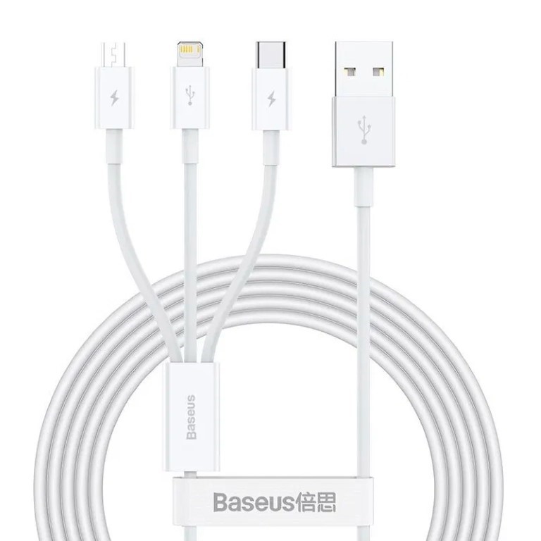 

Кабель Baseus Superior series USB - Lightning/Type-C/Micro USB 3.5А, 1.5 м, белый